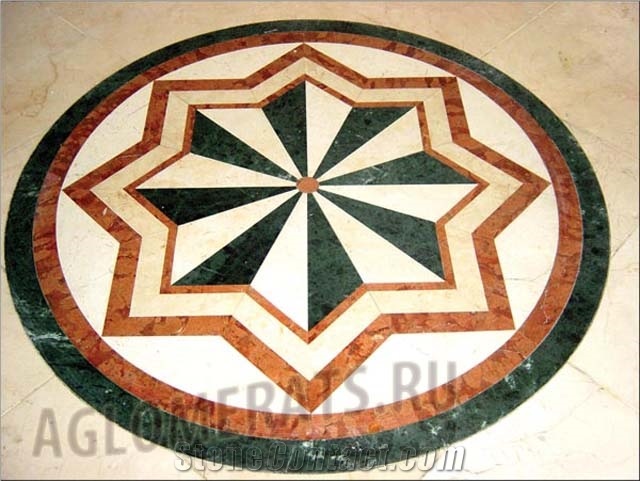 Waterjet Floor Medallions, Multicolor Marble Medallions