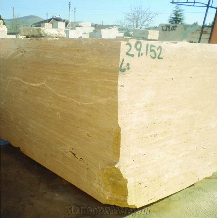 Almond Travertine Blocks, Beige Travertine Blocks