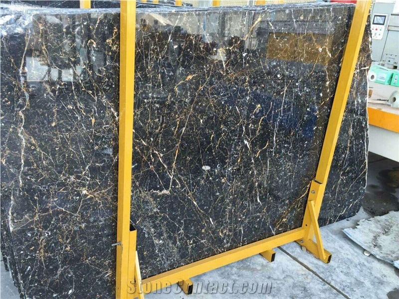Golden Black Marble Blocks & Slabs, Black Polished Marble Tiles & Slabs
