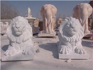 Lion Sculpture Statue, Kerman Pink Marble Statues