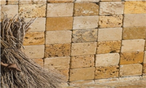 Afyon Yellow Travertine Tumbled Mosaic