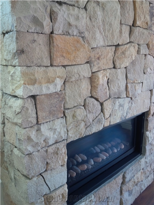 Harverst Gold Stone Veneer, Brown Sandstone Fireplace Decorating