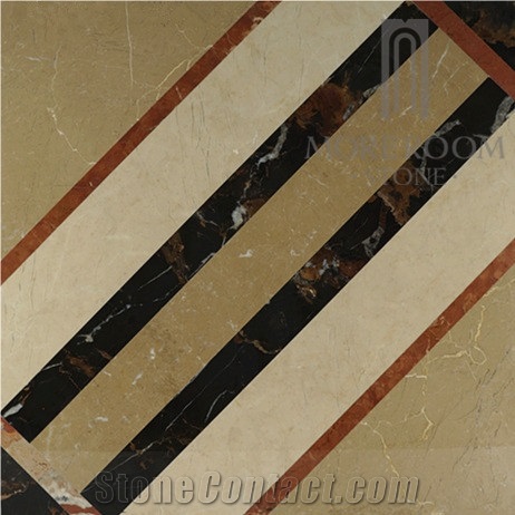 Australia Queensland Golden Beige Composited Marble Floor Tile Waterjet Composited Medallion