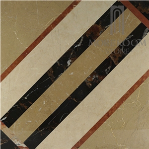 Australia Queensland Golden Beige Composited Marble Floor Tile Waterjet Composited Medallion