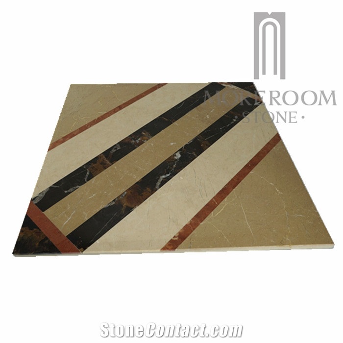Australia Queensland Golden Beige Composited Marble Floor Tile Waterjet Composited Medallion