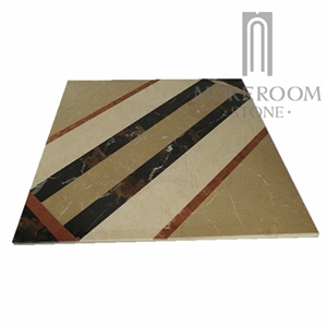 Australia Queensland Golden Beige Composited Marble Floor Tile Waterjet Composited Medallion