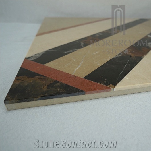 Australia Queensland Golden Beige Composited Marble Floor Tile Waterjet Composited Medallion