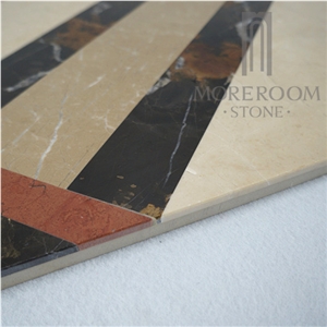 Australia Queensland Golden Beige Composited Marble Floor Tile Waterjet Composited Medallion