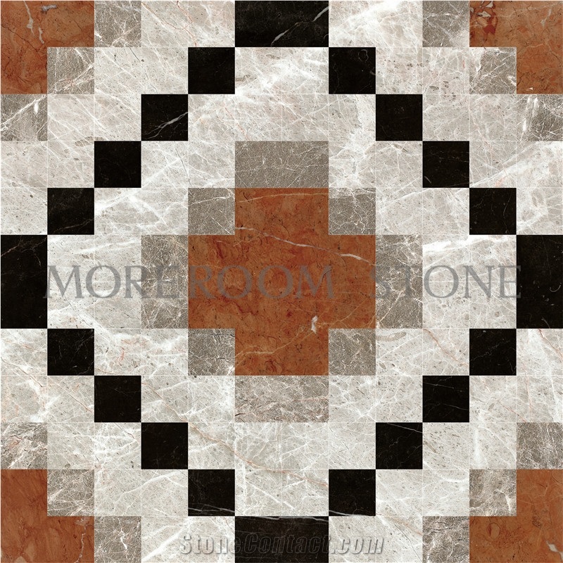 Chinese Marble Coral Red Marble Floor Mosaic Medallion Polished Red Marble Mosaic Medallion Polishes Mosaic Basketweave Mosaic Mosaic Pattern Wall Mosaic Bathroom Flooring Design