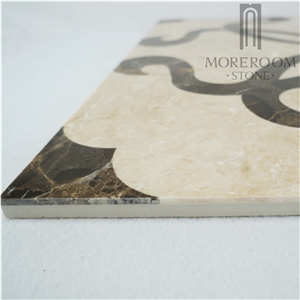 Crema Marfil Marble Medallion Flooring,Water-Jet Pattern