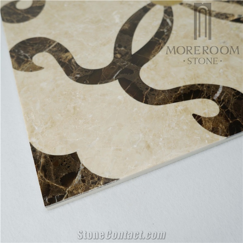 Crema Marfil Marble Medallion Flooring,Water-Jet Pattern
