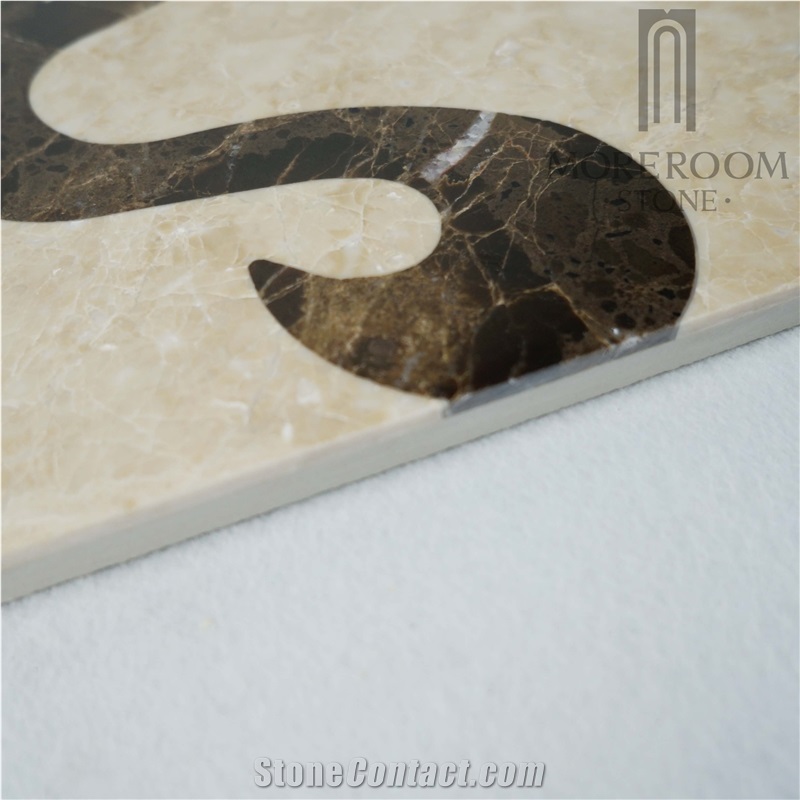 Crema Marfil Marble Medallion Flooring,Water-Jet Pattern