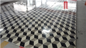 Marble Cube Medallion Tile Marble Tiling for Floor
