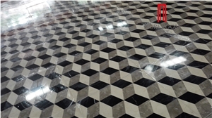 Marble Cube Medallion Tile Marble Tiling for Floor