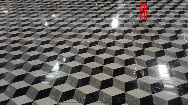 Marble Cube Medallion Tile Marble Tiling for Floor