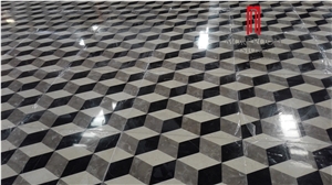 Marble Cube Medallion Tile Marble Tiling for Floor