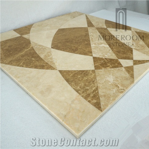 Spain Bunol Emperador Light Marble Waterjet Medallions Composited Marble Waterjet Medallion Waterjet Marble Designs Marble Price