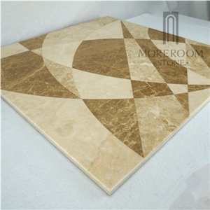 Spain Bunol Emperador Light Marble Waterjet Medallions Composited Marble Waterjet Medallion Waterjet Marble Designs Marble Price