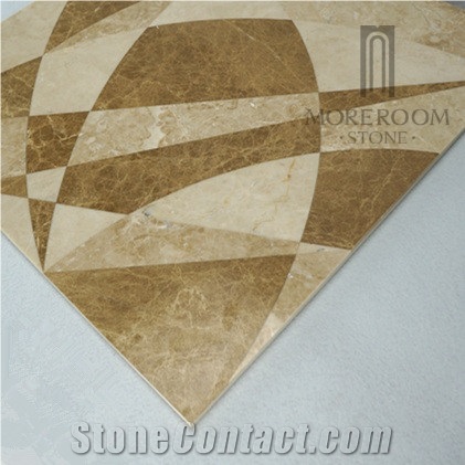 Spain Bunol Emperador Light Marble Waterjet Medallions Composited Marble Waterjet Medallion Waterjet Marble Designs Marble Price