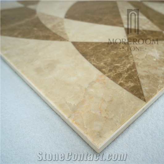 Spain Bunol Emperador Light Marble Waterjet Medallions Composited Marble Waterjet Medallion Waterjet Marble Designs Marble Price