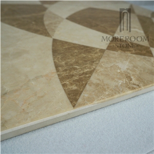 Spain Bunol Emperador Light Marble Waterjet Medallions Composited Marble Waterjet Medallion Waterjet Marble Designs Marble Price