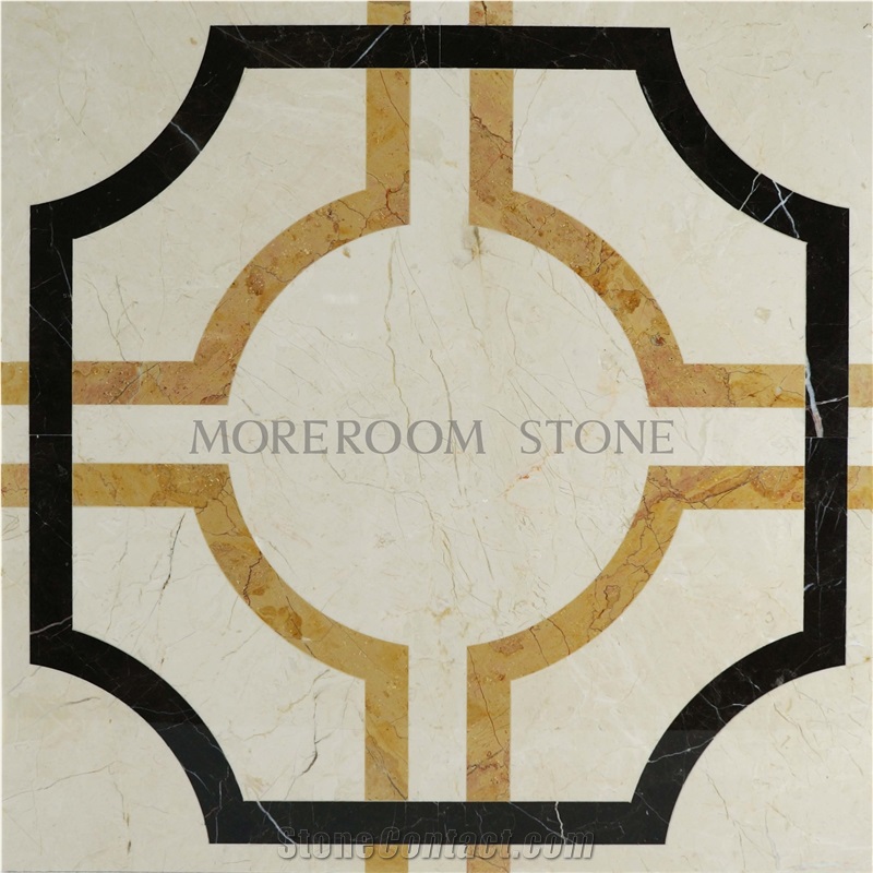 Spain Crema Marfil Marble Water-Jet Flooring & Wall Decorative Medallion Tiles