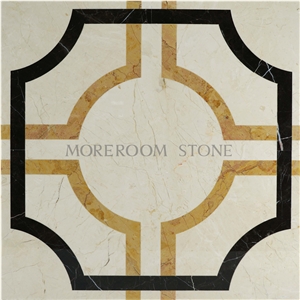 Spain Crema Marfil Marble Water-Jet Flooring & Wall Decorative Medallion Tiles