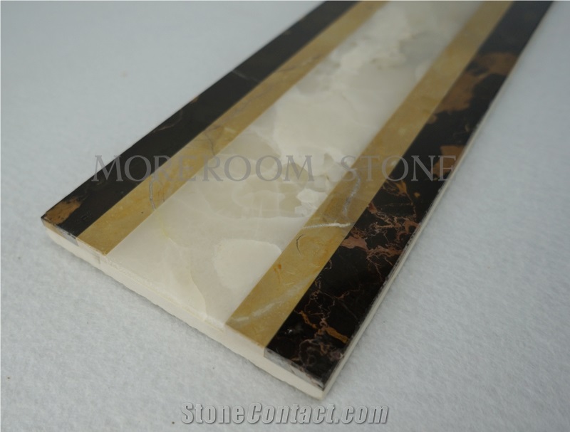 Spanish Yellow Marble Amarillo Oro Marble Wall Skirting Border Decoration White Jade White Marble Flooring Border Tiles Home Floor Decoration Faux Stone Backed Porcelain Tiles