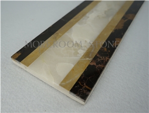 Spanish Yellow Marble Amarillo Oro Marble Wall Skirting Border Decoration White Jade White Marble Flooring Border Tiles Home Floor Decoration Faux Stone Backed Porcelain Tiles