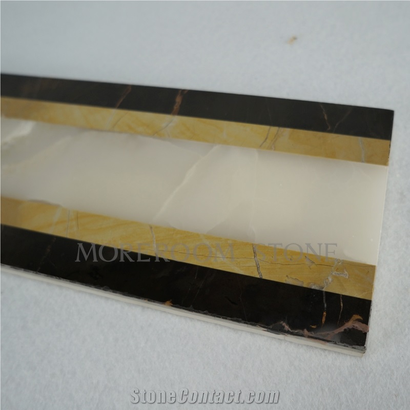 Spanish Yellow Marble Amarillo Oro Marble Wall Skirting Border Decoration White Jade White Marble Flooring Border Tiles Home Floor Decoration Faux Stone Backed Porcelain Tiles