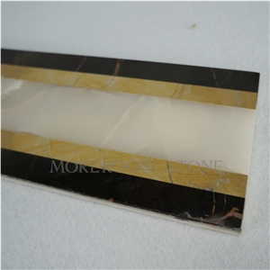 Spanish Yellow Marble Amarillo Oro Marble Wall Skirting Border Decoration White Jade White Marble Flooring Border Tiles Home Floor Decoration Faux Stone Backed Porcelain Tiles