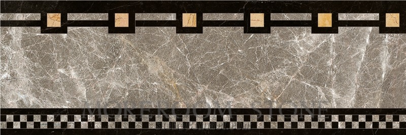 Turkish Grey Marble, Casti Grey Marble Mosaic Border, Skirtings, Border Decorations, Marble Flooring Border Tiles, Waterjet Marble Tiles Design, Floor Pattern, Marble Flooring Border Designs