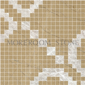 Yellow Marble Mosaic Wall Design Australian Golden Beige Marble White Marble Price Wall Mosaic Polished Marble Mosaic Tiles Home Marble Flooring Mosaic Bathroom Design Mosaic