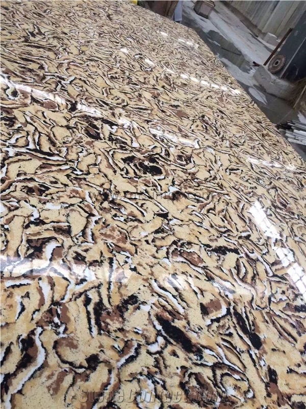 Tiger Skin Quartz Stone Slab/Engineered Stone Slab/Artificial Stone/Solid Surface/Silestone