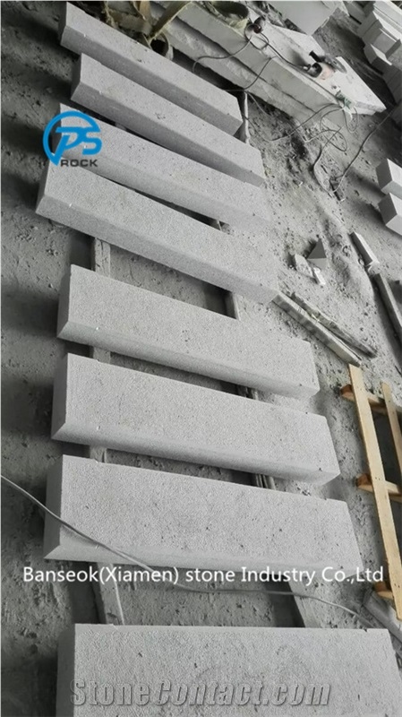 G633 Granite Mushroomed Cladding, Grey Granite Mushroomed Stone