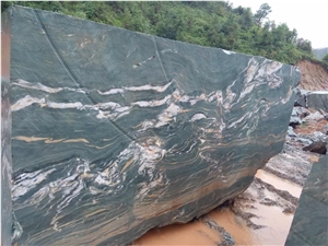 Nine Dragon Jade Marble Block, China Green Marble