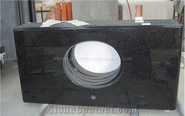 Black Galaxy Granite Kitchen Countertop,Black Granite Kitchen Countertops ,Bath Top,Island Top,Desk Top