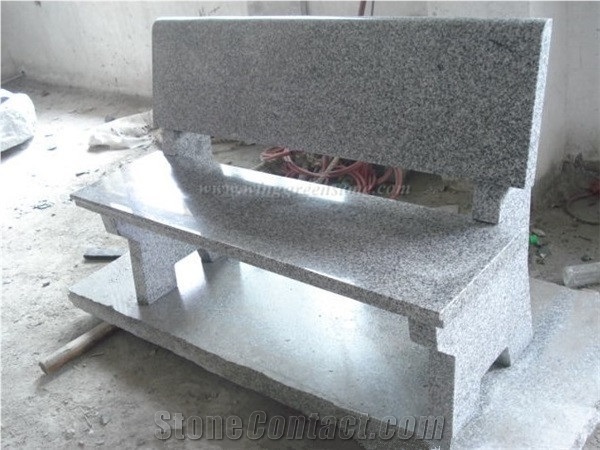 China Grey Granite Bench, G603 Granite Garden Bench, Bianco Crystal Granite Shaped Chairs for Outdoor Use, Xiamen Winggreen Manufacturer