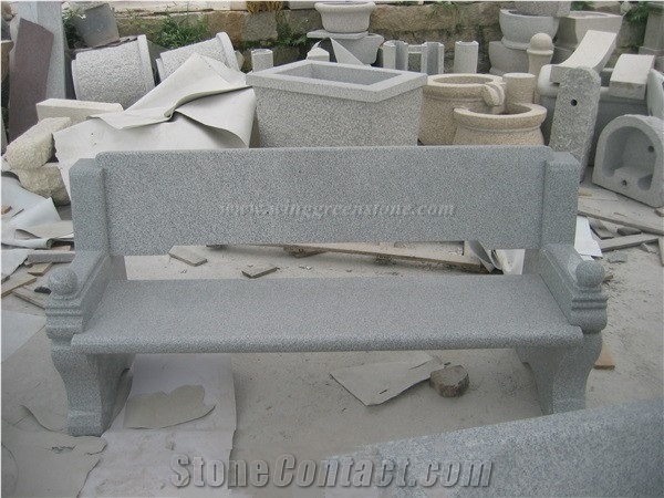 China Grey Granite Bench, G603 Granite Garden Bench, Bianco Crystal Granite Shaped Chairs for Outdoor Use, Xiamen Winggreen Manufacturer