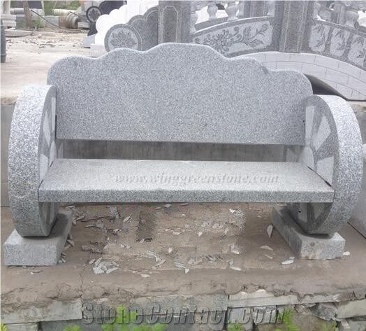 China Grey Granite Bench, G603 Granite Garden Bench, Bianco Crystal Granite Shaped Chairs for Outdoor Use, Xiamen Winggreen Manufacturer
