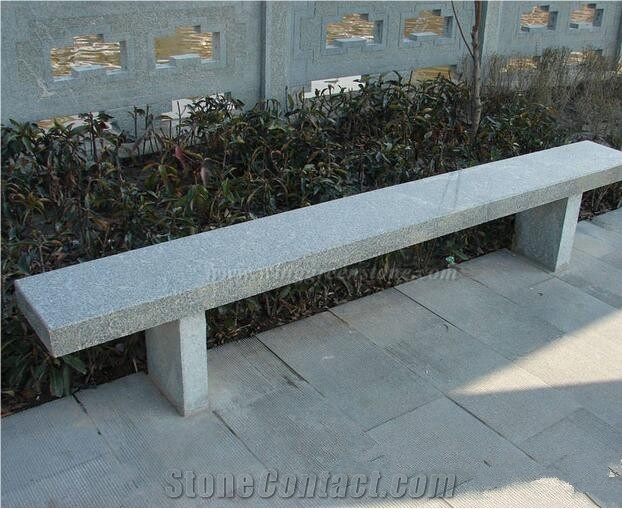 China Grey Granite Bench, G603 Granite Garden Bench, Bianco Crystal Granite Shaped Chairs for Outdoor Use, Xiamen Winggreen Manufacturer