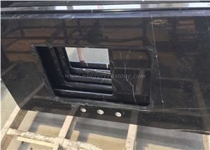 Chinese Black Marble Kitchen Countertops, Top Polished Black Marquina Kithchen Island Tops, China Negro Marquina Kithchen Worktops, Xiamen Winggreen Manufacturer