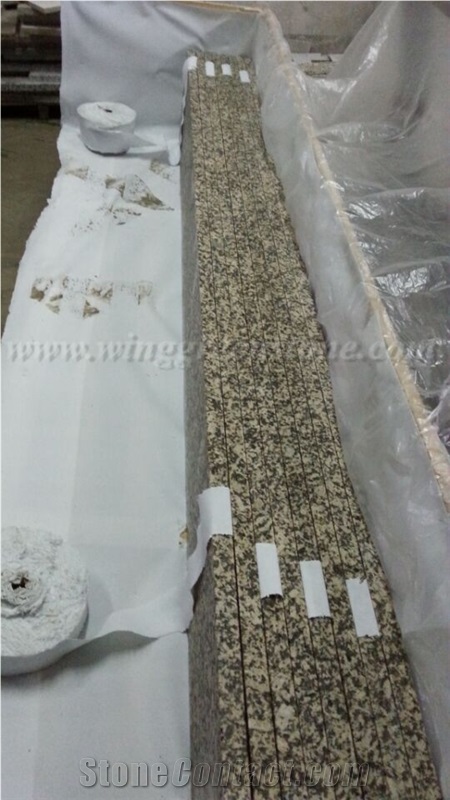 Competitive Price High Quality Chrysanthemum Yellow Granite Polished Stair,Steps & Risers, Treads and Threshold