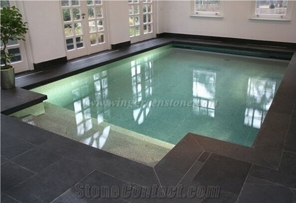 Flamed G684 Fuding Black Basalt,China Black Basalt,Black Pearl,Swimming Pool Pavers