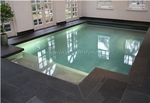 Flamed G684 Fuding Black Basalt,China Black Basalt,Black Pearl,Swimming Pool Pavers