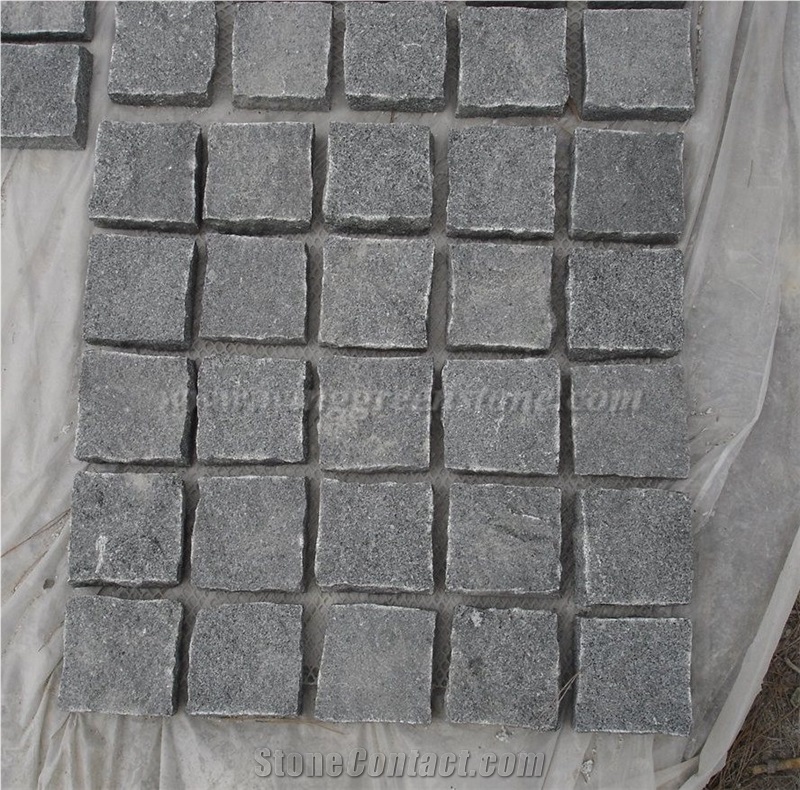 G654 Dark Grey Granite Cube Stone,Sesame Grey Granite, Cobble Stone Pavers,Impala Dark Granite ,China Dark Grey Granite Paving Stone