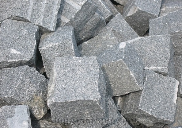 G654 Dark Grey Granite Cube Stone,Sesame Grey Granite, Cobble Stone Pavers,Impala Dark Granite ,China Dark Grey Granite Paving Stone