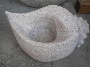 G682 Yellow Granite Sea Snail Sculptures, Sea Snail Stone Carving, Sea Snail Statue for Garden Decoration, Winggreen Stone