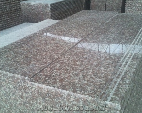 G687 Chinese Red Color Granite for Stair & Step, Peach Blossom Red Granite Riser, Staircase