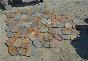 Hot Sale High Quality Rusty Slate Irregular Shape Flagstone Pavers/Random Flagstone/Meshed Paver Stone for Floor & Wall Cladding Pavers